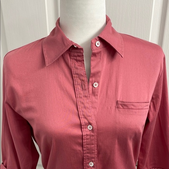 Banana Republic Rose Pink 3/4 Sleeve Fitted Button Down Shirt Size M - Picture 2 of 9